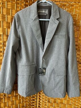 Eddie Bauer Travex Travel Blazer Mens 38 Gray Stretch Tech Jacket Wrinkle Free